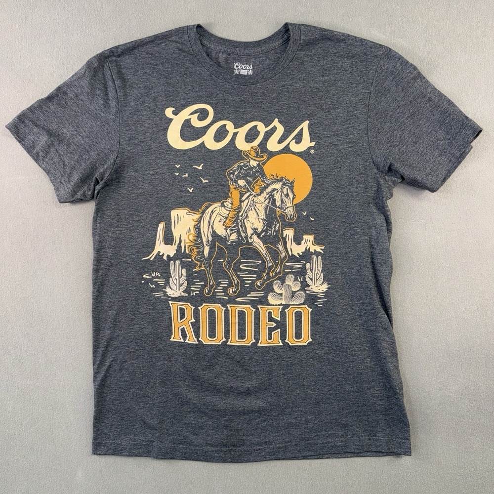 Men's Coors Banquet Short Sleeve Rodeo Cowboy Horse Graphic T-Shirt Gray Size M